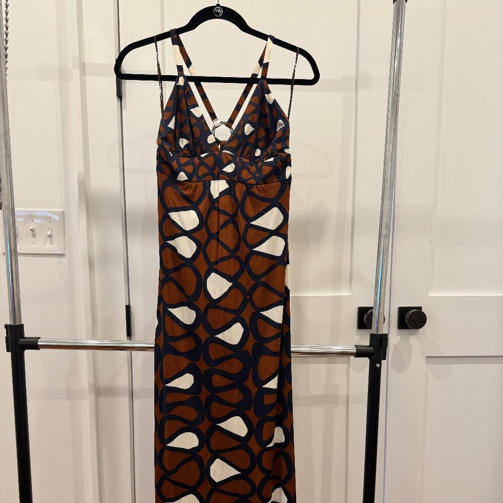 Trina Turk vintage print maxi dress, 100% silk, size 4
